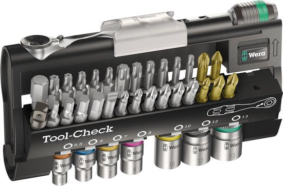 Wera 05073220001 Jeu de clés à cliquet Tool-Check 1 SB à 38 pièces (embouts et douilles)