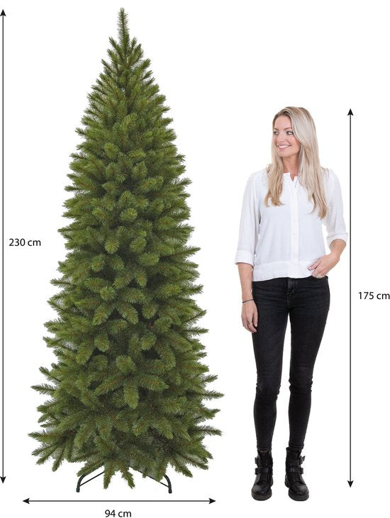 Triumph Tree Bristlecone Fir Pilar - Sapin de Noël étroit pour petits espaces - Décoration de Noël au charme imposant - Sapin artificiel avec 752 branches de sapin - H 230 x Ø 94 cm - Vert