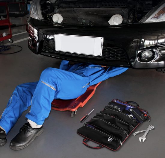 Sac à outils à roulettes, sac à outils multifonctionnel avec 2 pochettes amovibles et 4 pochettes à outils à fermeture éclair, organiseur en laine d'outils 720D Heavy Duty, idéal pour ranger