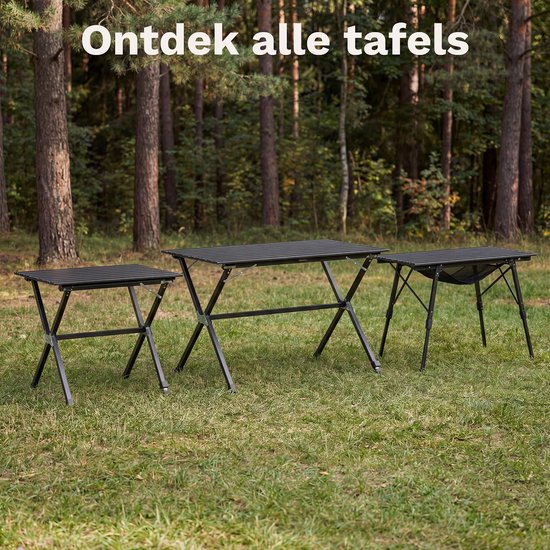 TRVLMORE Table de camping - 120x70x70cm - Légère avec structure en aluminium - Table pliante réglable - Table de camping - Table pliante - Noir