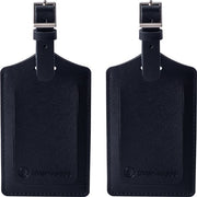 EverNeeds Etiquette de bagage - Etiquette de bagage pour valises - Etiquettes de bagage - Cuir PU - Noir - 2 pièces