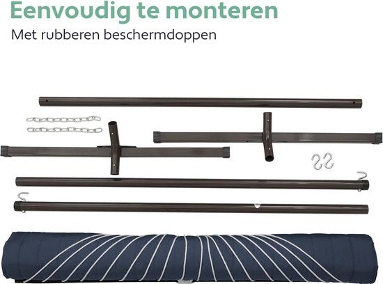 Hamac Vita5 avec support et mât d'écartement - 2 personnes - oreiller amovible - résistant aux UV - bleu