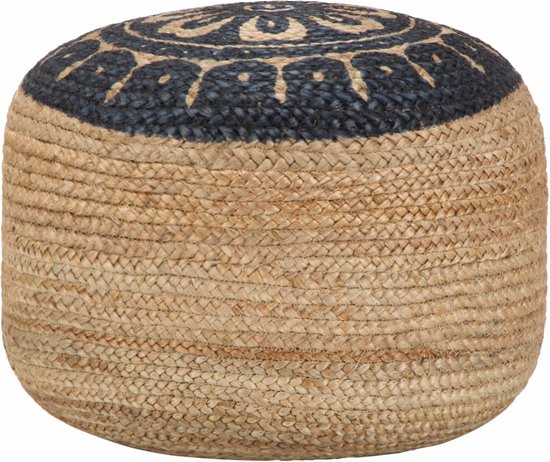 vidaXL - Pouf - fait main - 45 x 30 cm - jute - bleu