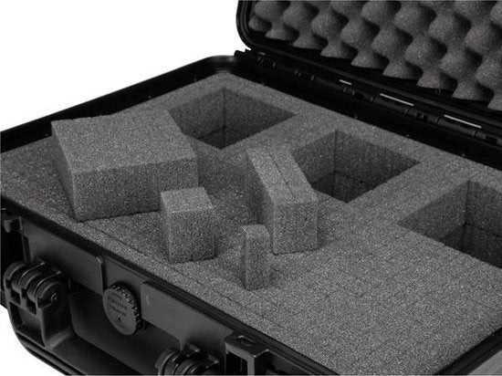 Perel Valise rigide, trolley, poignée télescopique, étanche (IP67), mousse cloutée, mousse à picots, 4 serrures, polypropylène, noir, 604 x 473 x 283 mm