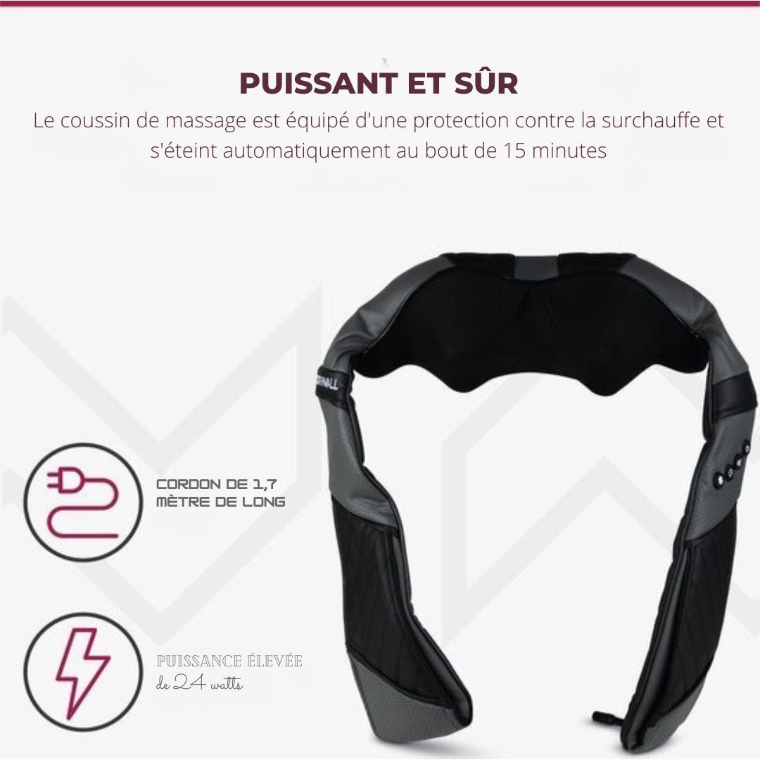 Coussin de massage Shiatsu - Northwall - Appareil de massage cervical - Fonction de chaleur infrarouge - avec sac de transport de luxe - noir