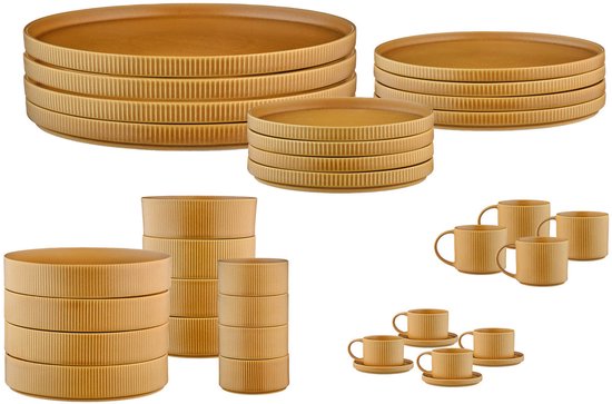 SCANDI Vaisselle complète - 36 pièces - Ochre