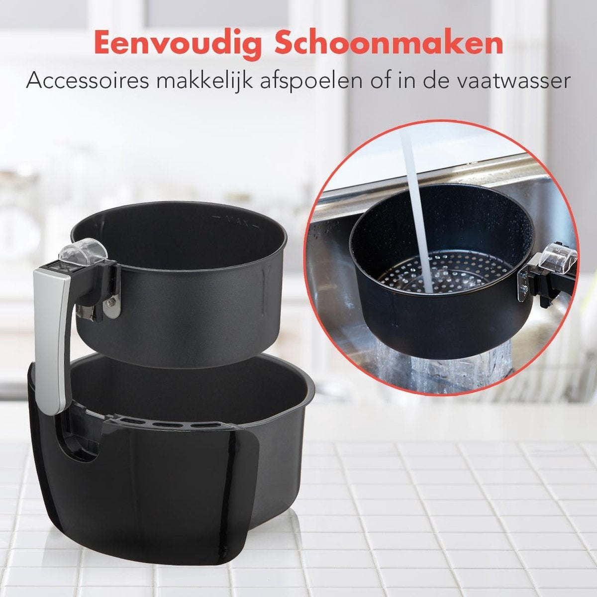 Airfryer KitchenBrothers Friteuse sans huile à hair chaud - 7 programmes automatiques - 80-200°C - 1300W