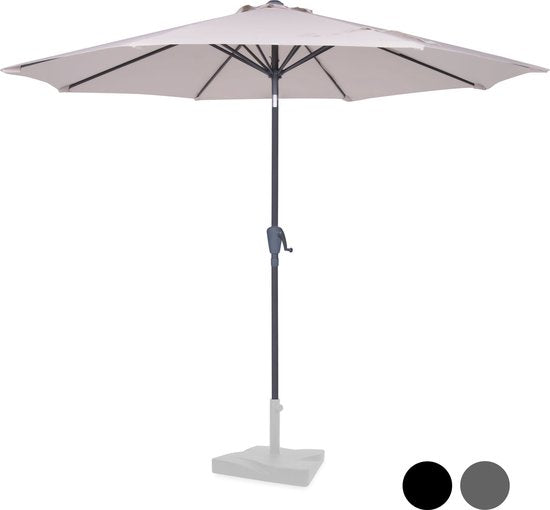 VONROC Premium Parasol à manche Recanati Ø300cm - Housse de protection incluse - Parasol rond - Inclinable - Toile résistante aux UV - Beige