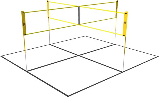 Umbro Sportnet - Kit de jeux - 168 x 400 cm - 4 compartiments - Filet de volley-ball - Badminton - Footvolley - Crossnet - Noir/Jaune