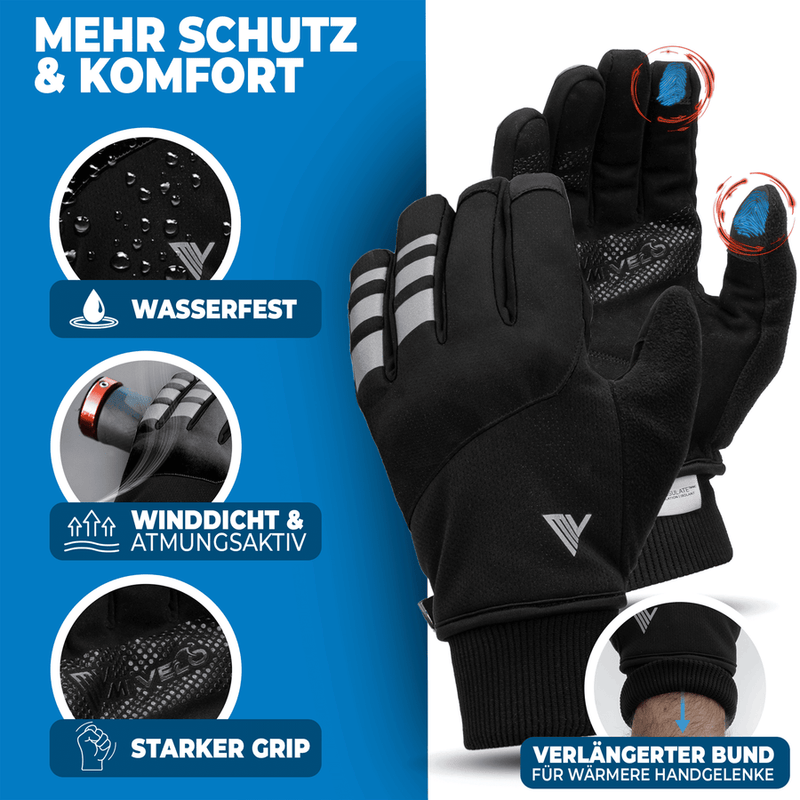 MIVELO THERMO-FIT Gants d'hiver - Polaire thermique & 3M Thinsulate - Noir - Unisex - XL
