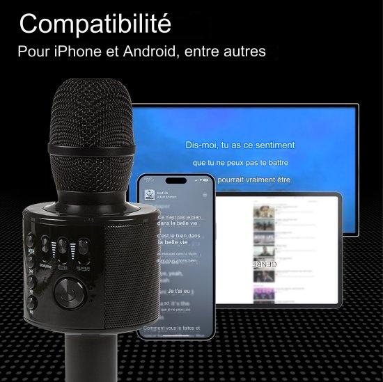 Microphone Karaoke - Auronic - Micro karaoke - Pour enfants et adultes - Bluetooth - Sans fil - avec haut-parleur - Noir