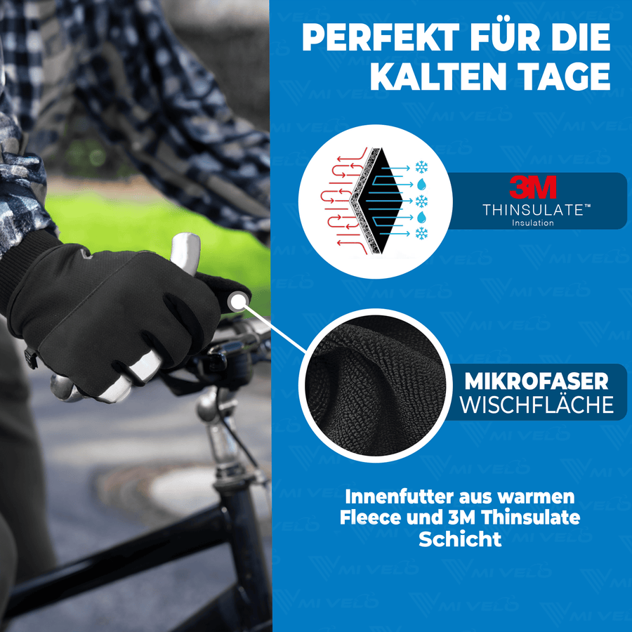 MIVELO THERMO-FIT Gants d'hiver - Polaire thermique & 3M Thinsulate - Noir - Unisex - XL