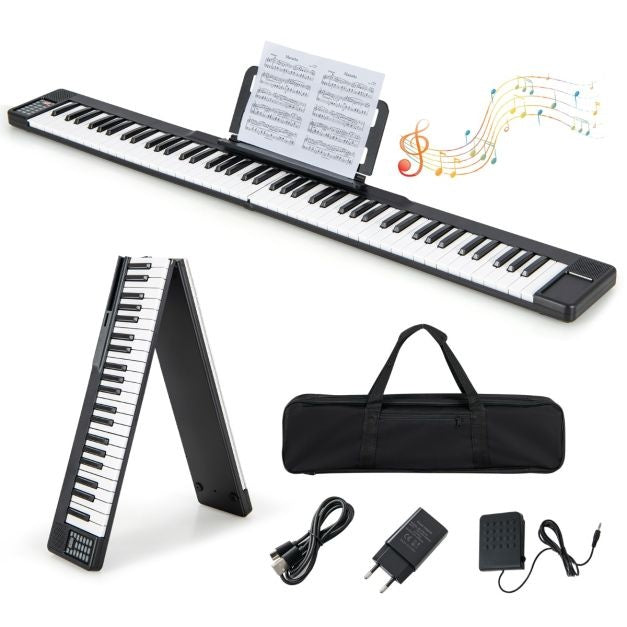 Piano numérique pliable 88 touches avec fonction MIDI Bluetooth Clavier électronique portable avec pédale de sustain pour débutants
