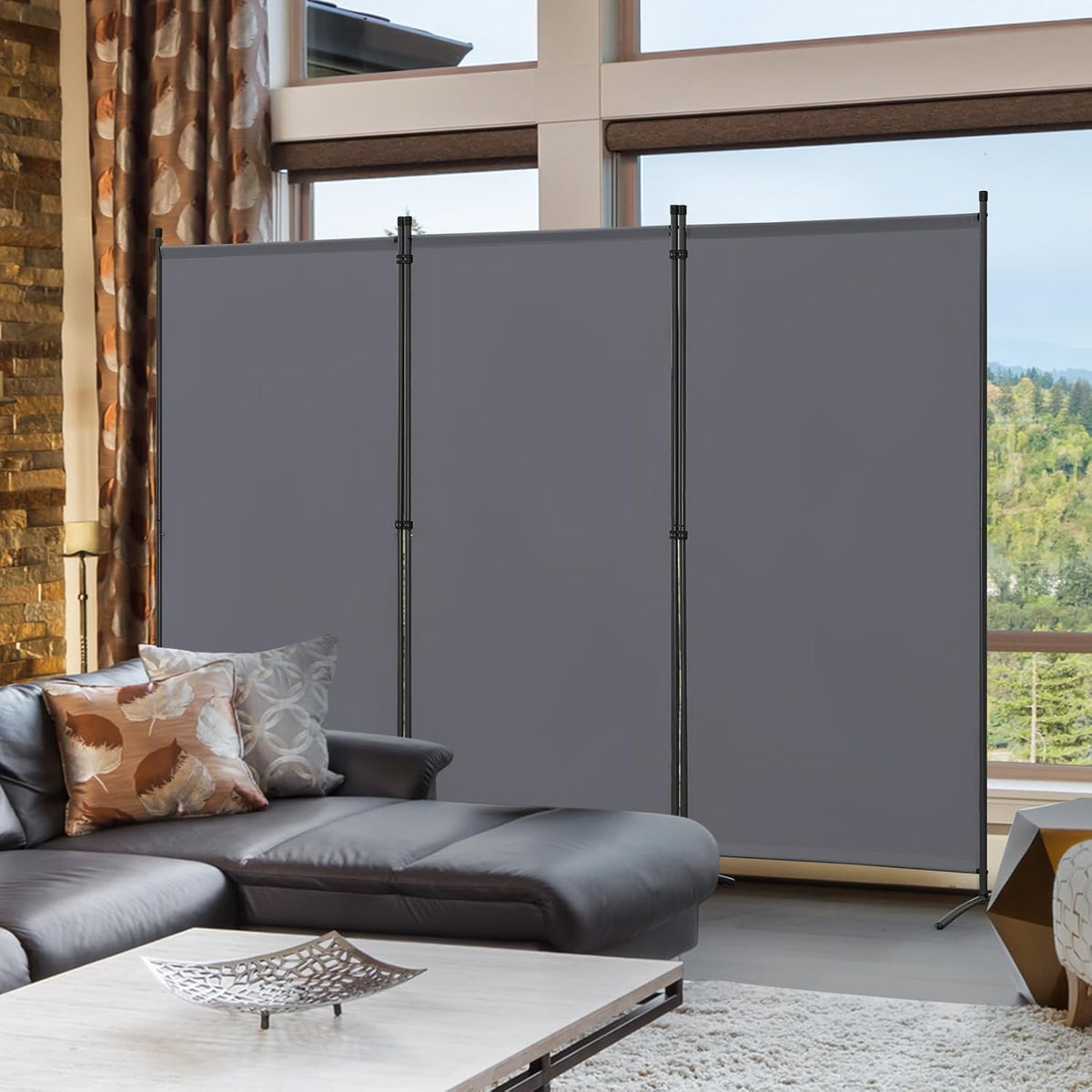 Paravent Angel Living à 3 panneaux – 243 x 180 cm – Gris