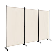 Coast 180 cm séparateur d'espace sur roues pliable paravent avec 3 panneaux librement combinés blanc