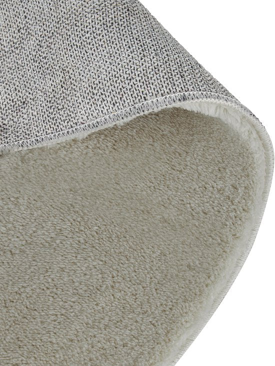 tectake® Tapis à poils courts - Rond - Ø120 cm - Sable - Tapis pour le salon, la chambre à coucher, la salle à manger - Facile d'entretien et lavable - Sous-couche antidérapante - Antiallergique - Diverses tailles et couleurs