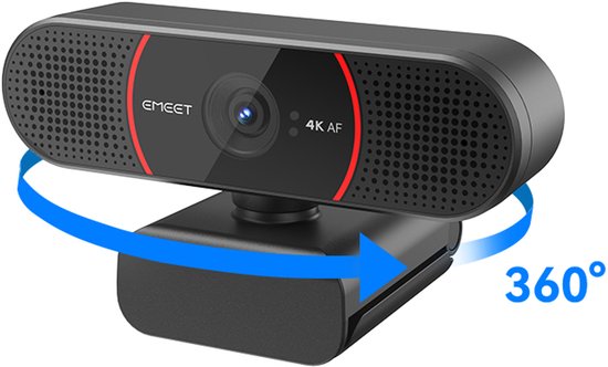 Webcam eMeet SmartCam C960 4K, 3840 x 2160 pixels, USB, noire, rouge