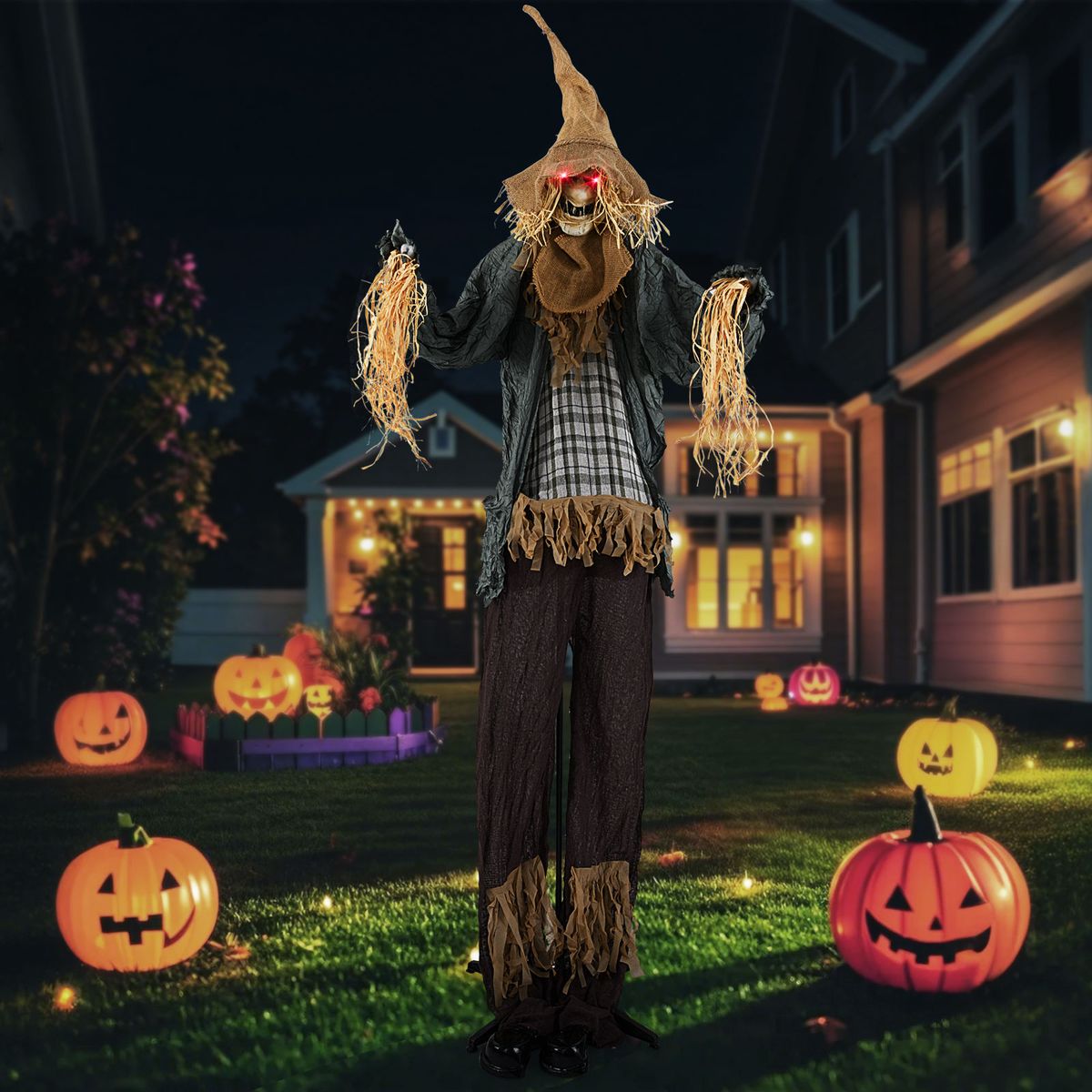 Épouvantail Coast Halloween - animé - à détection de bruit - yeux lumineux - 213 cm