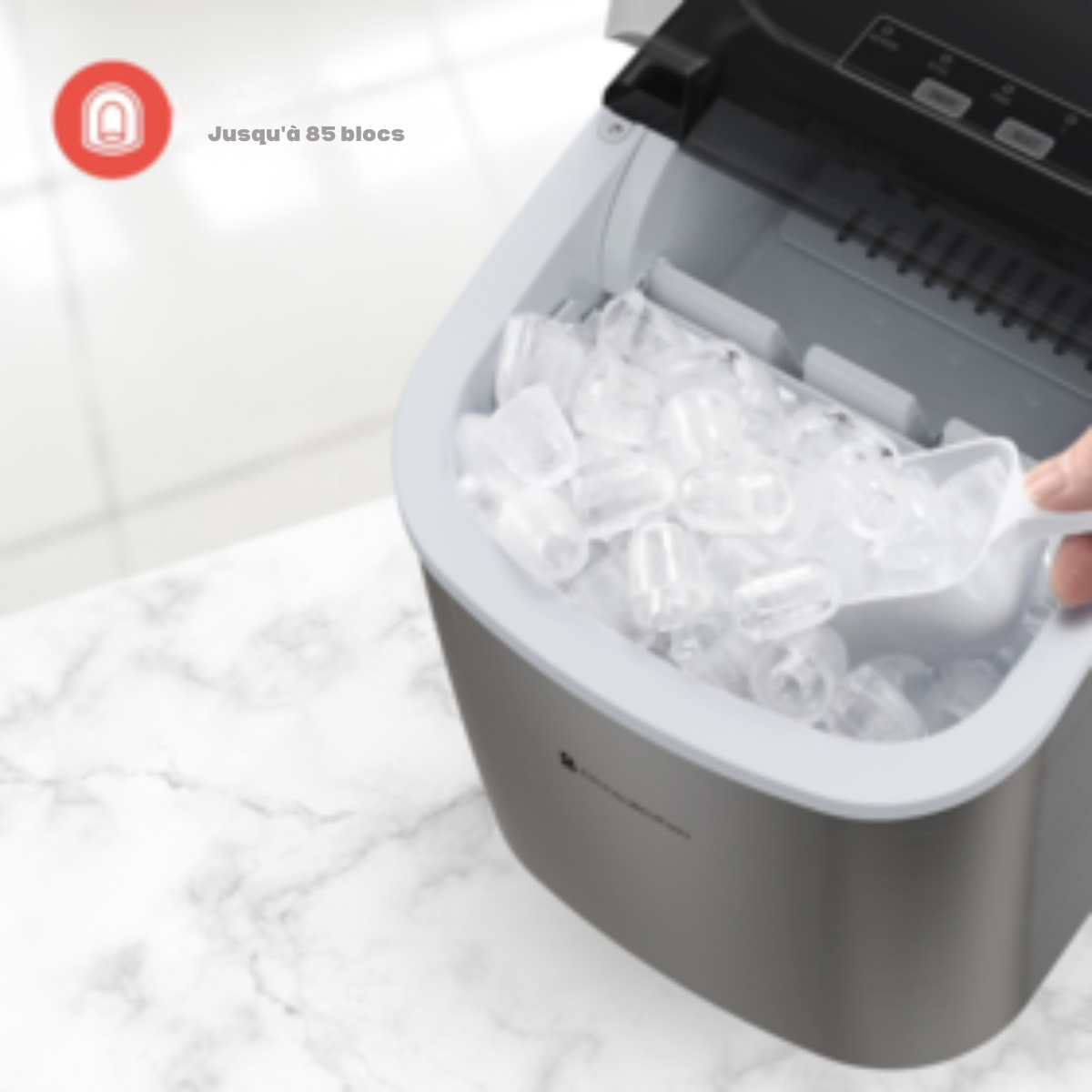 Machine à glaçons - KitchenBrothers - 1.2L - réglable sur deux tailles- acier inoxydable