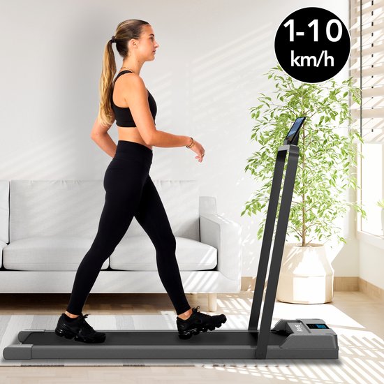 Tapis de course Brixy pour la maison - Bluetooth - 1-10 km/h - pliable - 120 x 53 x 12 cm - Anthracite