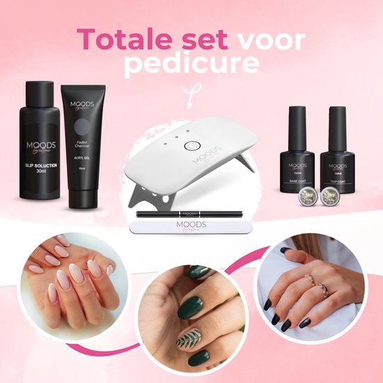 Moods Gellac - Luxury Polygel Set - Polygel Nails Starter Pack - Inclut une lampe UV LED - 6 couleurs - Gris Nude
