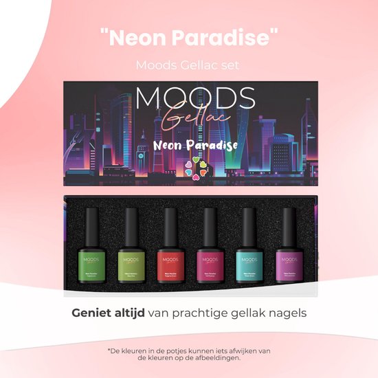 Moods Gellac 6-Piece Set - Gel Nail Polish Starter Pack - Vernis à ongles en gel - 8ML - Neon Paradise - Gellac - Nails - Chic Colours