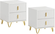 SoBuy 2-Piece Nightstand with 2 Drawers - Side Table - Sofa Side Table - Coffee Table - Bedroom Table - Bed Table with 2 Drawer for Living Room, Bedroom, Office, White, 40x40x47cm, FBT115-Wx2
