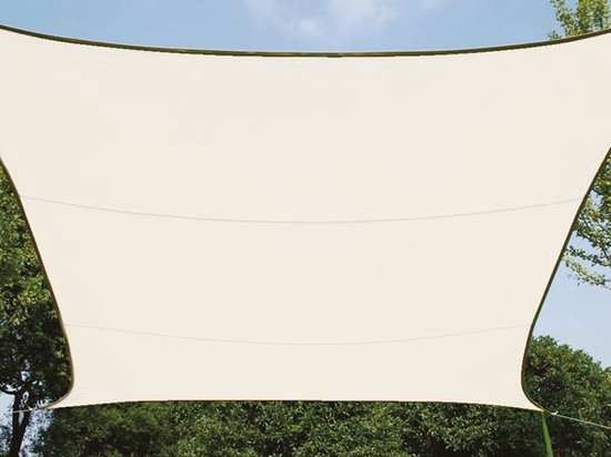 Perel Toile d'ombrage, hydrofuge, 4 x 3 m, 160 g/m², polyester, rectangle, crème