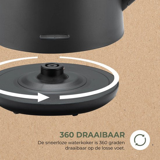 Bourgini Elements - Bouilloire numérique - Noir - Capacité de 1,7 litre - Matériaux recyclés certifiés GRS