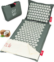 Northwall Nail Mat avec oreiller et sac de transport - Matelas d'acupression avec oreiller pour les ongles - Lit pour les ongles - Acupuncture - Méditation - Massage Shakti - Gris