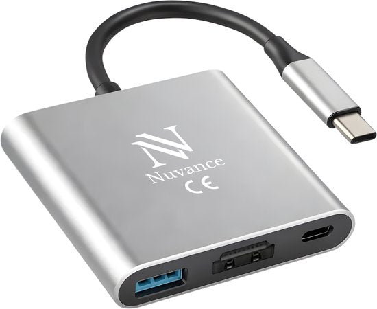Nuvance Adaptateur USB C vers HDMI - USB C HDMI - Hub USB - UBS C vers USB A - 4K HDMI Splitter - PD100W Laptop Charging