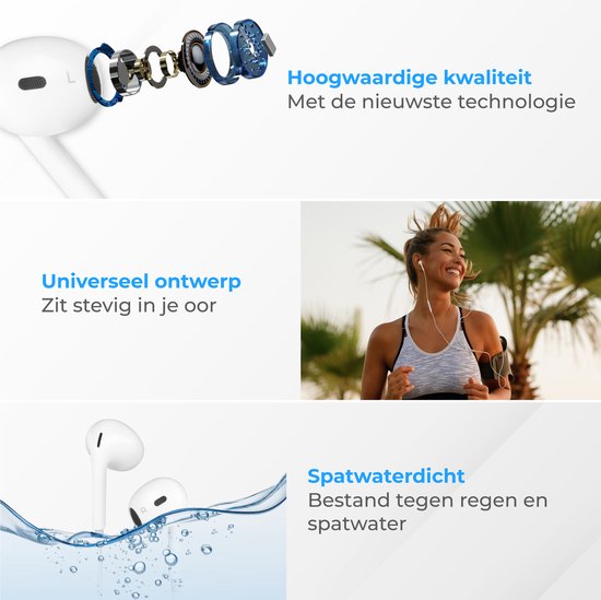 Nuvance - Ecouteurs intra-auriculaires avec fil - Prise 3,5 mm - Plastique blanc - Avec microphone et contrôle en ligne - Son clair et port confortable - Compatibilité universelle
