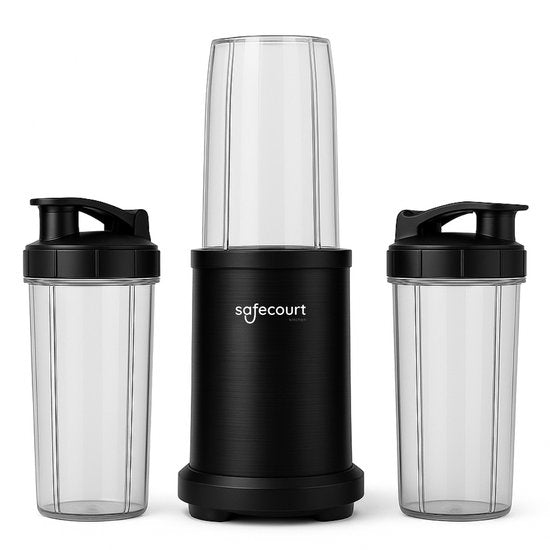 Mixeur - Safecourt Kitchen - Smoothie Blender - Blender 1200W - Incl. des gobelets à emporter - Noir