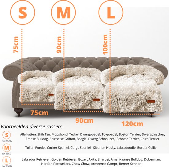 By Cee Cee Original Dog Rug Bench - Panier pour chien - Premium - Entièrement dézippable - Fluffy Mocha - Taille M - 90x90
