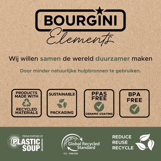 Bourgini Elements - Bouilloire numérique - Noir - Capacité de 1,7 litre - Matériaux recyclés certifiés GRS