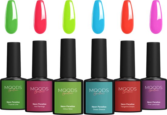 Moods Gellac 6-Piece Set - Gel Nail Polish Starter Pack - Vernis à ongles en gel - 8ML - Neon Paradise - Gellac - Nails - Chic Colours