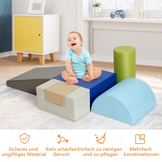 Coast 6-piece soft building blocks, big building blocks for kids, giant building blocks, foam building blocks, brown
