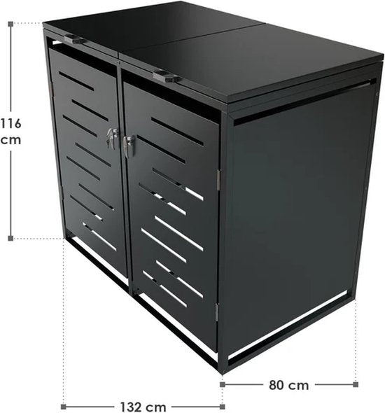 Stockage de conteneurs à déchets - Juskys - 120 l & 2-Piece - Avec ressorts à gaz et aérations - Arel acier Anthracite - noir