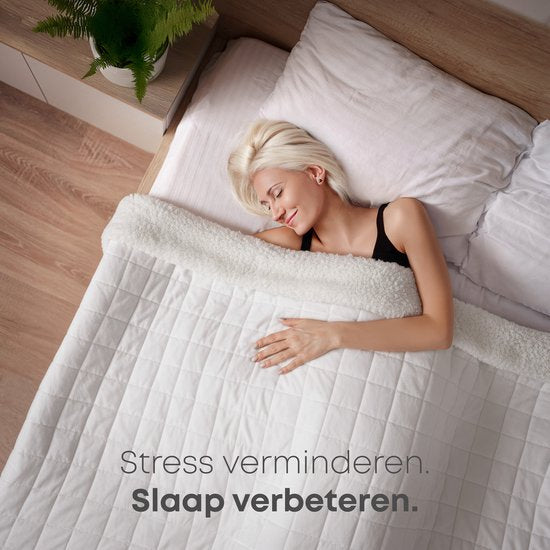 Couverture lestée CozySense® 8 kg - Couverture lestée - Couverture lestée - GLASS-Flow® Distribution de la pression - 135x200 - Velours flanelle & Sherpa - Hypoallergénique - Blanc