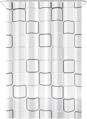 Loti Living Rideau de douche anti-moisissure - Design cubique - Anneaux inclus - Imperméable - Polyester - Rideau de douche 120x200 cm