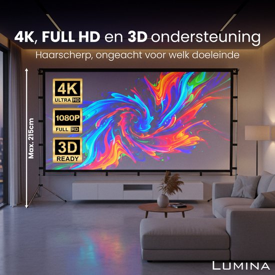 Écran de projection Lumina® 120 pouces - Écran Beamer avec pied - infroissable - pliable - avec sac de transport - pour l'intérieur et l'extérieur