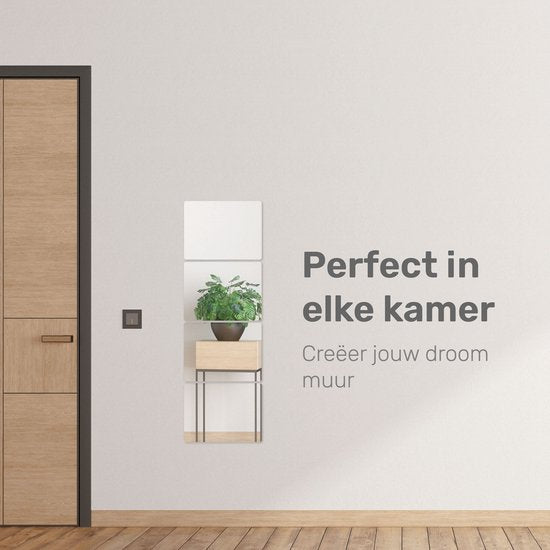 Miroir adhésif 20x30 - 4 pièces - Adhésif - Miroir adhésif - Miroir de maquillage hollywoodien - Porte - Miroir - Feuille - Salle de bain - Grand - Sticker - Passe - Mur - Miroir