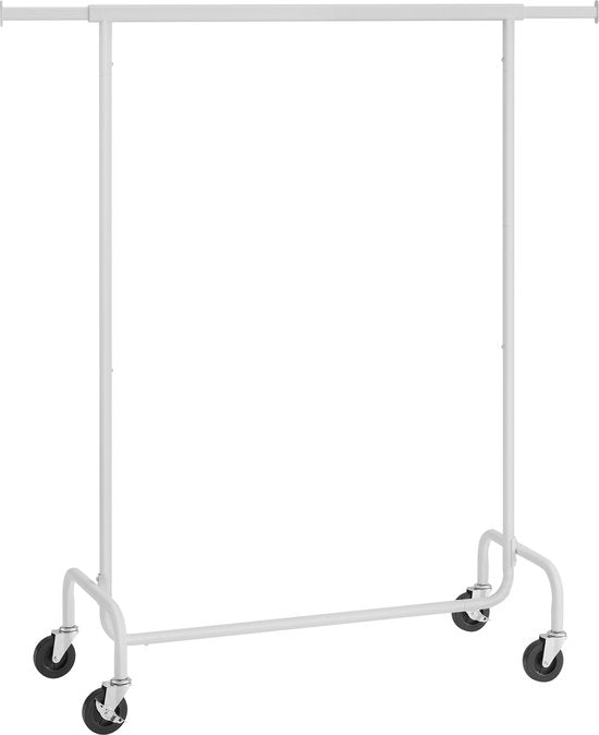 O'DADDY® Porte-vêtements sur 4 grandes roues - Capacité jusqu'à 130 kg - Réglable et extensible - Métal chromé inoxydable - Assemblage facile - Blanc