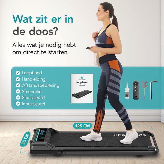TibaGoods Tapis de course pliable - 1 à 6 km/h - Tapis de course à domicile - Tapis de marche - Vélo d'exercice - Fonction d'inclinaison 6% - Tapis de course - Tapis de marche - Sport - Course - Pour sous le bureau
