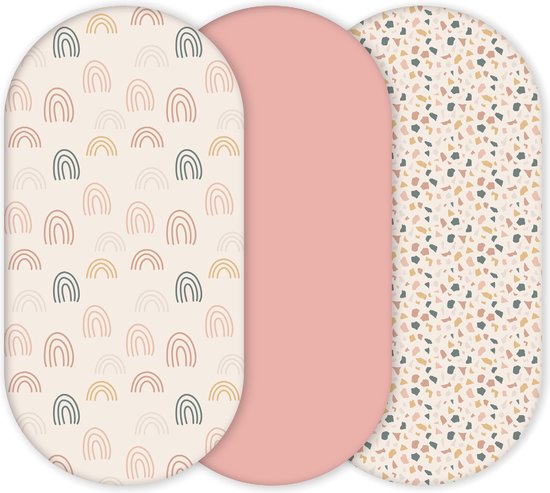 Yunioo Drap berceau universel │ Drap housse bébé pour landau, panier à langer et panier mosaïque │ Housse de matelas à langer │ Cadeau de maternité baby shower │ 3 packs │40x80 cm élastiqué.
