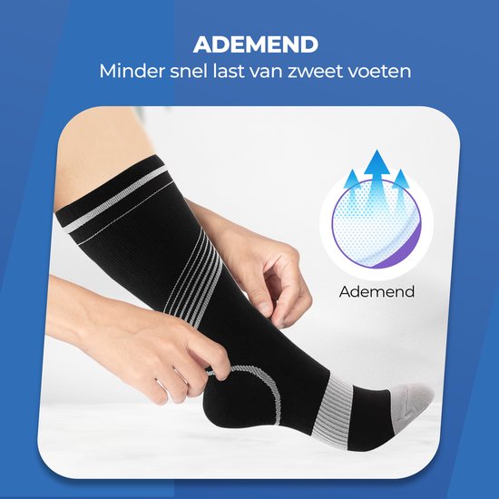 Chaussettes de compression Roegaarden - Chaussettes de compression - Chaussettes de soutien - Taille 40-44 - Noir
