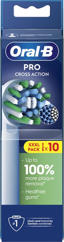 Oral-B Cross Action Pro - Têtes de brosse - Avec la technologie CleanMaximiser - 10 pièces - Compatible avec les brosses à dents électriques