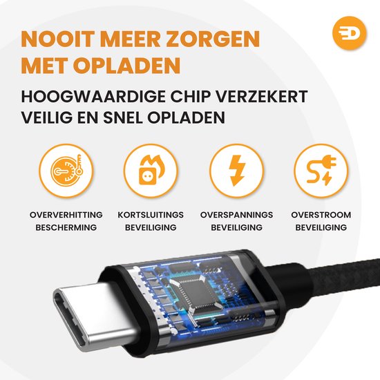Drivv. Câble USB C vers USB C 3.2 - Chargeur rapide 100w - 3 mètres - 4K 60Hz - 20 Go - Convient à Samsung, Macbook, iPhone 15 et autres - Câble en nylon - Noir