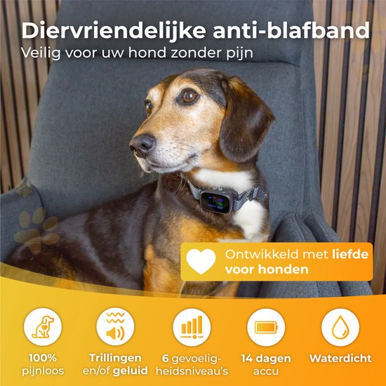 Nuvance - Collier anti-aboiement digital - Dispositif anti-aboiement sans choc - Vibration et bips - Rechargeable - Collier anti-aboiement pour chiens et chiots - 6 étapes