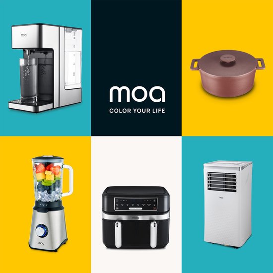 MOA Blender - Smoothie Maker avec gobelet en verre de 1.5L - Pour crème glacée, fruits congelés, noix - Mini - 1020W - Acier inoxydable - Argent